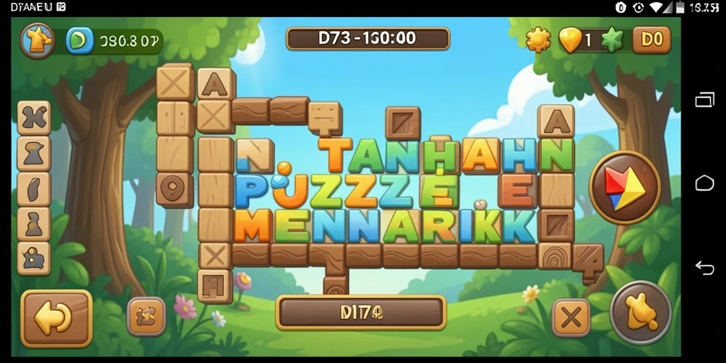 Tampilan gameplay D73 dengan berbagai puzzle menarik.
