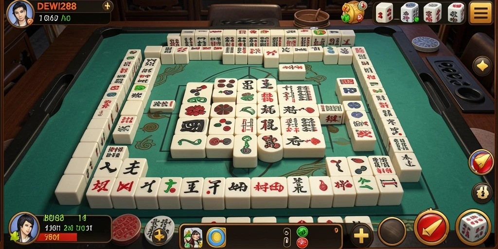 Screenshot utama DEWI288 menunjukkan gameplay Mahjong yang seru dan menantang.