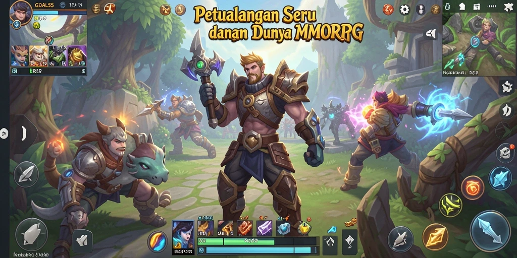 Tampilan gameplay seru dari GOAL55 yang menampilkan aksi MMORPG.