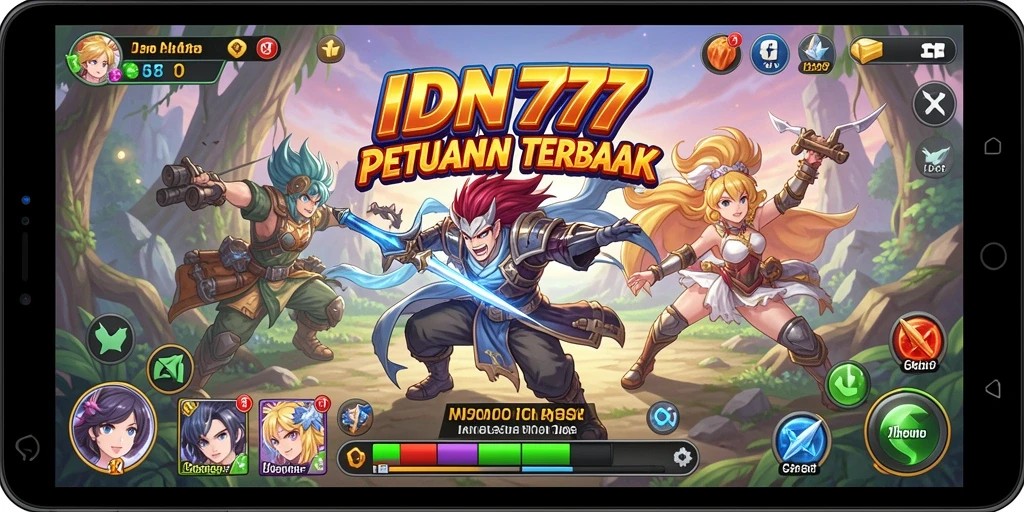 Screenshot gameplay IDN777 yang menampilkan pertarungan karakter anime.