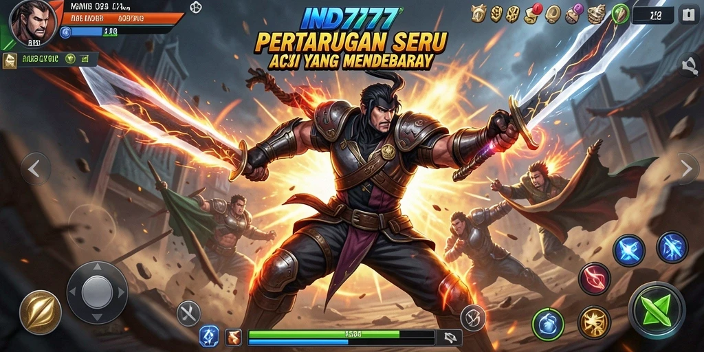 Screenshot gameplay menunjukkan aksi pertarungan seru dan karakter dinamis.