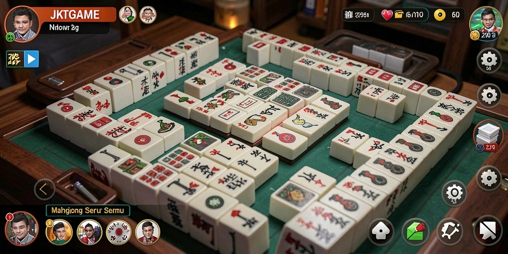 Tampilan gameplay seru JKTGAME dalam permainan Mahjong.