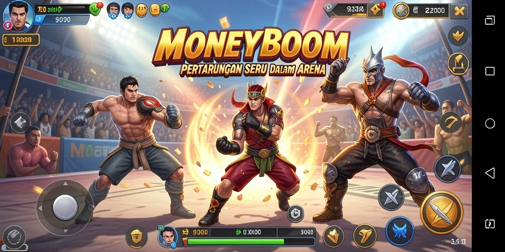 Tampilan gameplay MONEYBOOM yang dinamis dan penuh aksi.