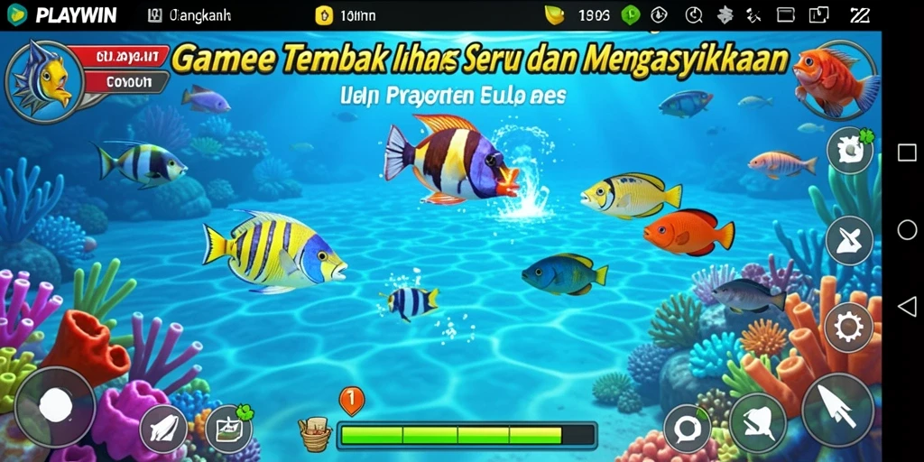 Tampilan visual menarik dari gameplay Tembak Ikan PLAYWIN yang ramai.