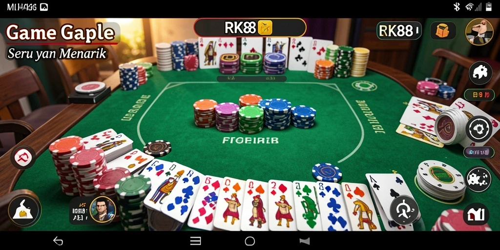 Screenshot RK88 menampilkan gameplay Gaple yang seru dan interaktif.