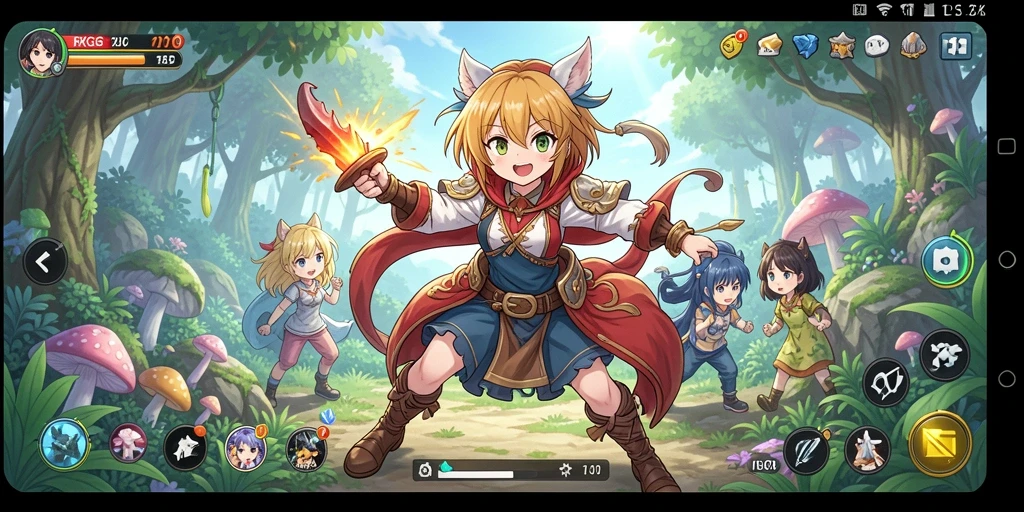 Gambaran gameplay RKGG dengan karakter Anime yang beraksi.