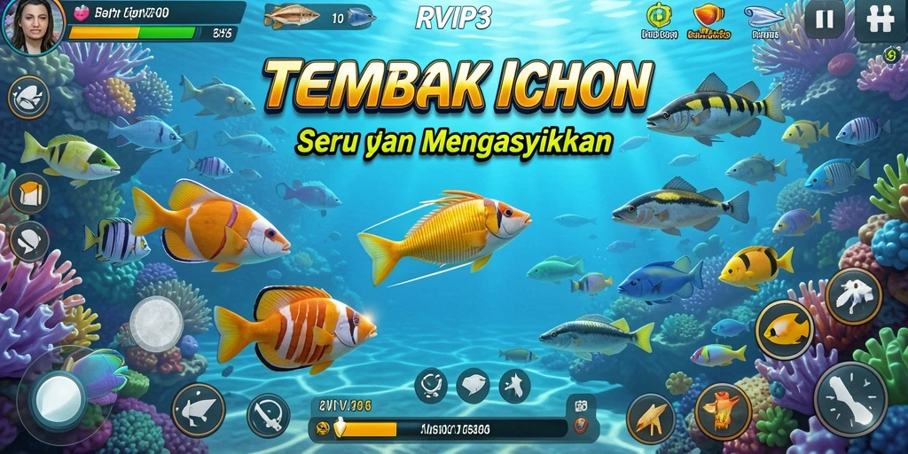 Tampilan menarik dari gameplay Tembak Ikan RVIP3 yang menggembirakan.