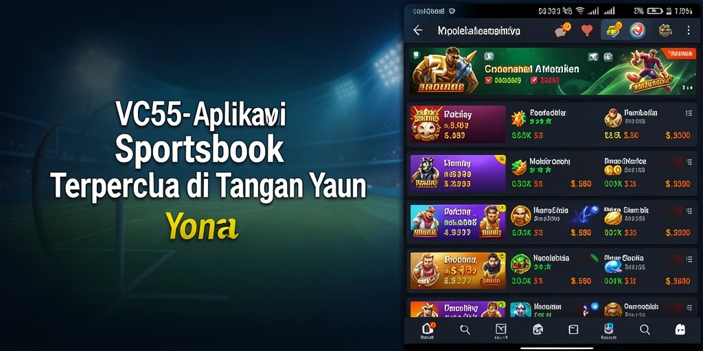 Screenshot VC55 menunjukkan tampilan taruhan olahraga yang menarik.