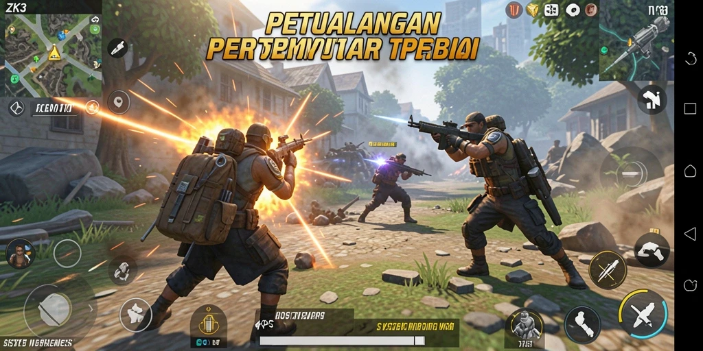 Screenshot ZK3 menunjukkan aksi pertempuran yang intens.